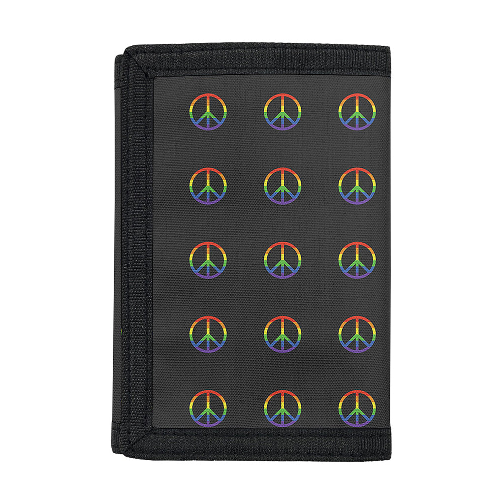 Rainbow LGBT Peace Sign Pattern Print Trifold Wallet