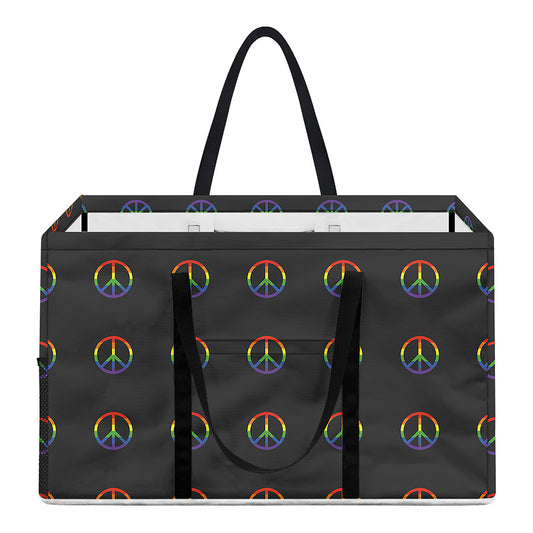 Rainbow LGBT Peace Sign Pattern Print Utility Tote Bag