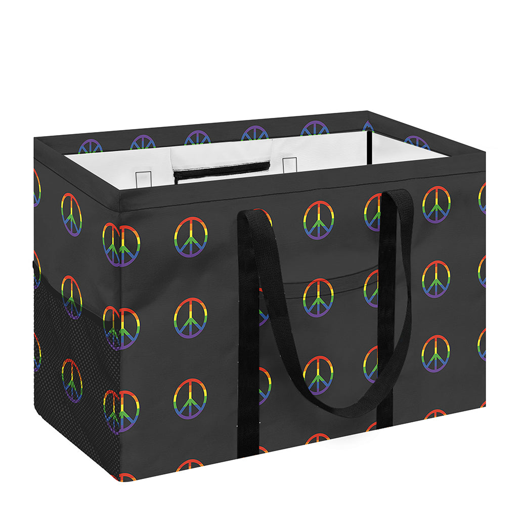 Rainbow LGBT Peace Sign Pattern Print Utility Tote Bag