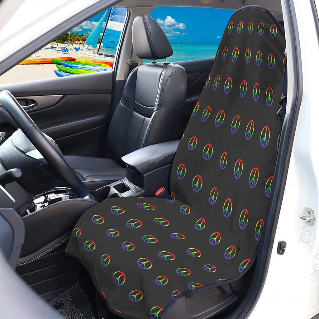Rainbow LGBT Peace Sign Pattern Print Waterproof Car Seat Cover