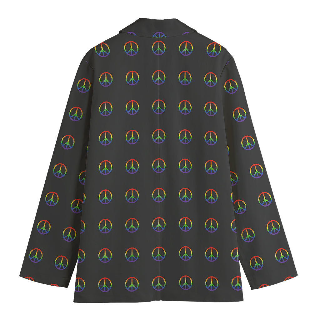 Rainbow LGBT Peace Sign Pattern Print Women's Blazer