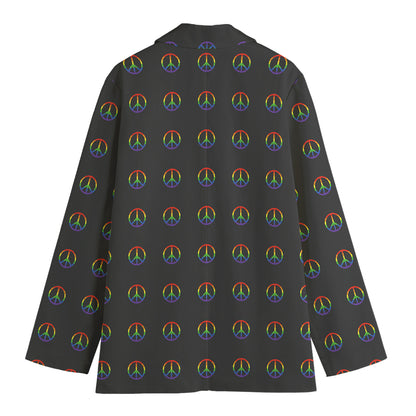 Rainbow LGBT Peace Sign Pattern Print Women's Blazer