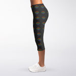 Rainbow LGBT Peace Sign Pattern Print Women's Capri Leggings