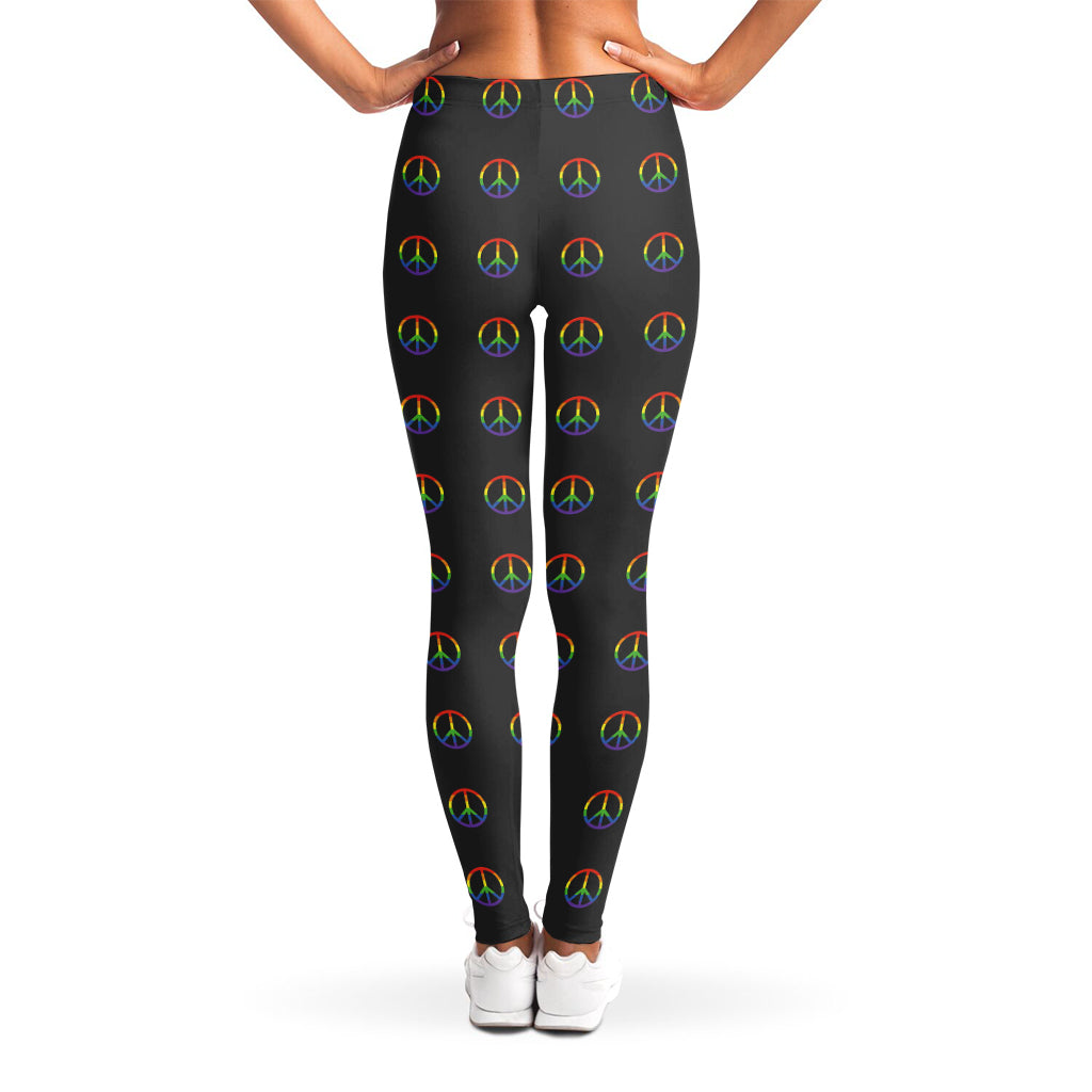 Rainbow LGBT Peace Sign Pattern Print Women's Leggings