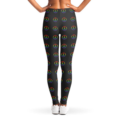 Rainbow LGBT Peace Sign Pattern Print Women's Leggings