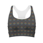 Rainbow LGBT Peace Sign Pattern Print Women's Sports Bra