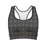 Rainbow LGBT Peace Sign Pattern Print Women's Sports Bra