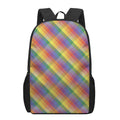 Rainbow LGBT Plaid Pattern Print 17 Inch Backpack