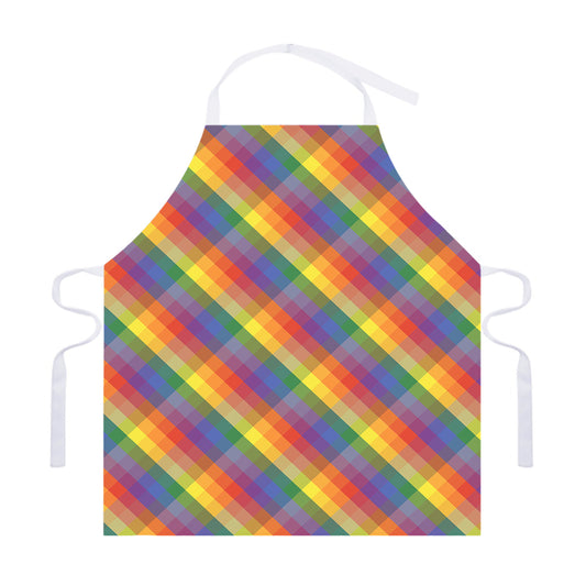 Rainbow LGBT Plaid Pattern Print Adjustable Apron