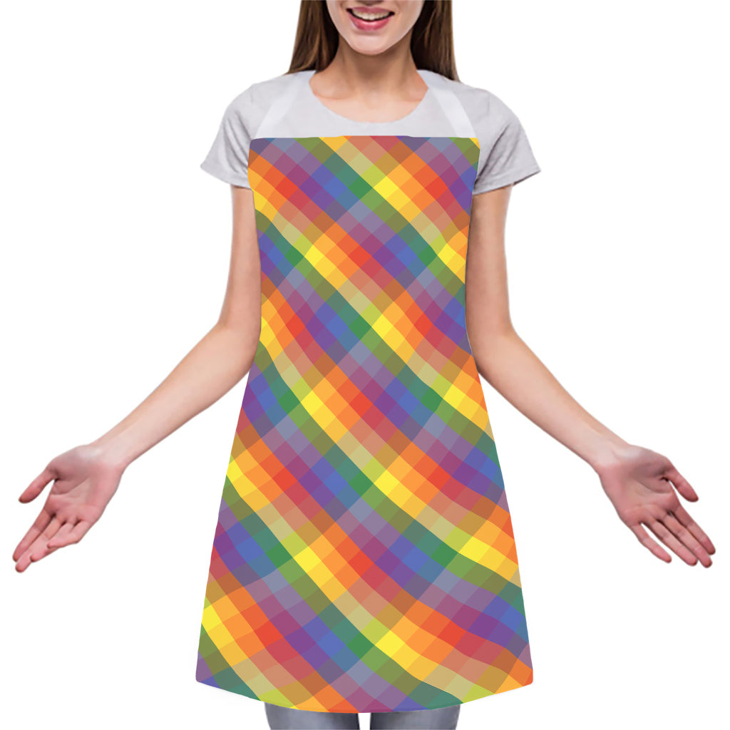 Rainbow LGBT Plaid Pattern Print Adjustable Apron