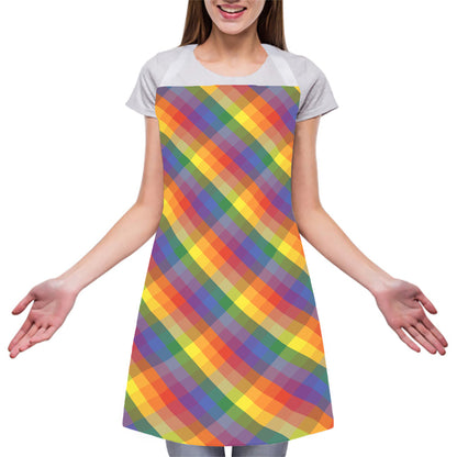 Rainbow LGBT Plaid Pattern Print Adjustable Apron