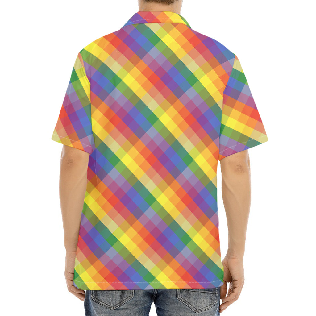 Rainbow LGBT Plaid Pattern Print Aloha Shirt