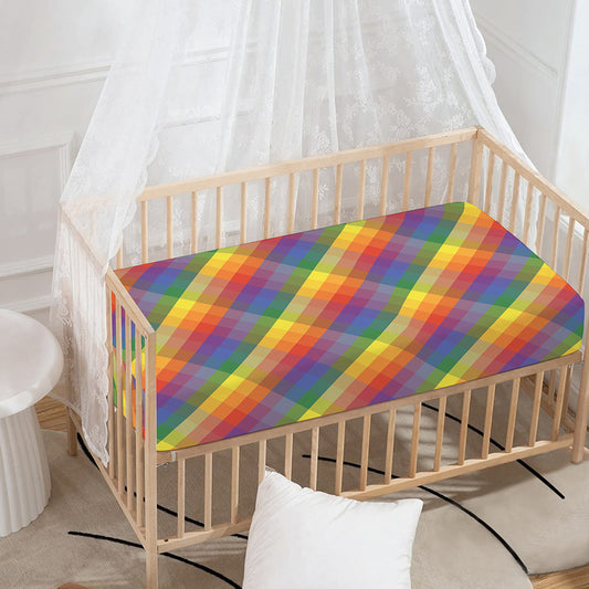 Rainbow LGBT Plaid Pattern Print Baby Crib Sheet