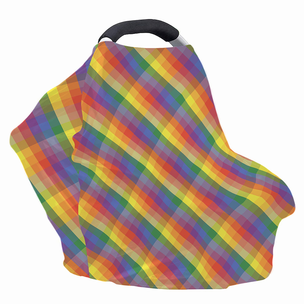 Rainbow LGBT Plaid Pattern Print Baby Seat Cover
