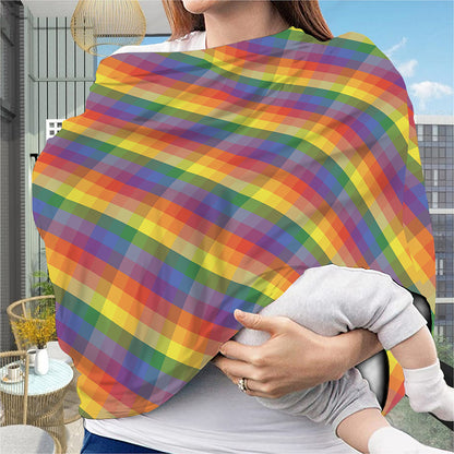 Rainbow LGBT Plaid Pattern Print Baby Seat Cover