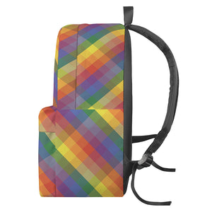 Rainbow LGBT Plaid Pattern Print Backpack