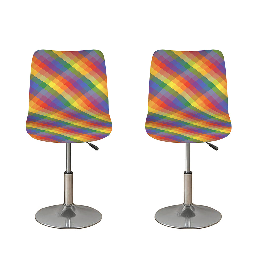 Rainbow LGBT Plaid Pattern Print Bar Stool Covers