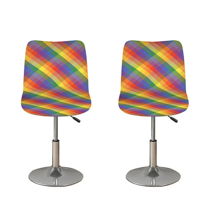 Rainbow LGBT Plaid Pattern Print Bar Stool Covers