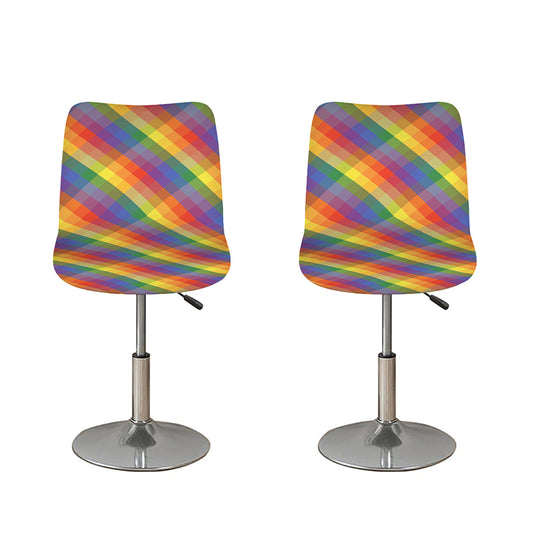 Rainbow LGBT Plaid Pattern Print Bar Stool Covers
