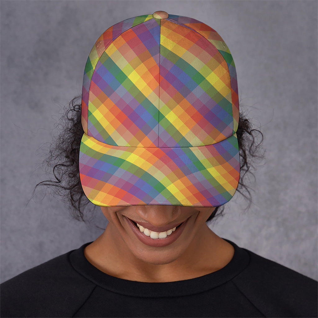 Rainbow LGBT Plaid Pattern Print Baseball Cap