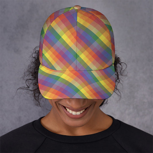 Rainbow LGBT Plaid Pattern Print Baseball Cap