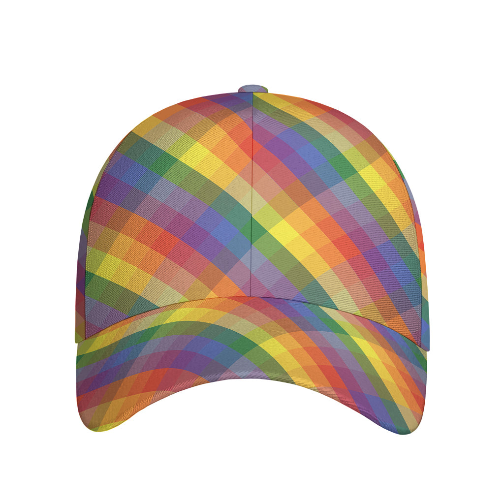 Rainbow LGBT Plaid Pattern Print Baseball Cap