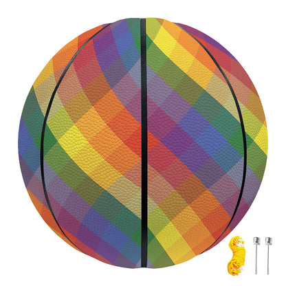Rainbow LGBT Plaid Pattern Print Basketball