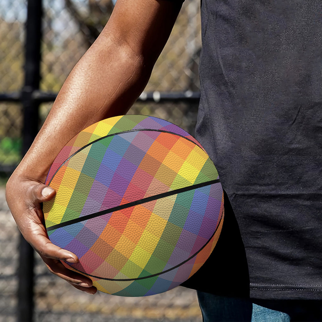 Rainbow LGBT Plaid Pattern Print Basketball