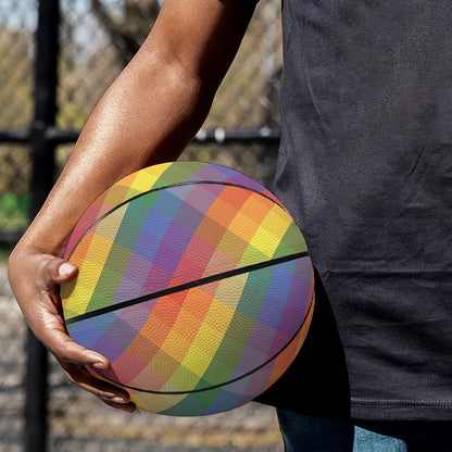 Rainbow LGBT Plaid Pattern Print Basketball