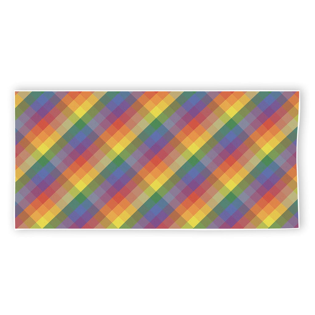 Rainbow LGBT Plaid Pattern Print Beach Towel