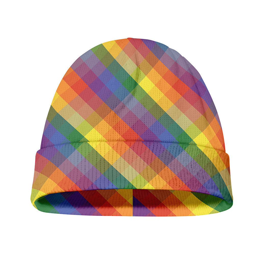 Rainbow LGBT Plaid Pattern Print Beanie