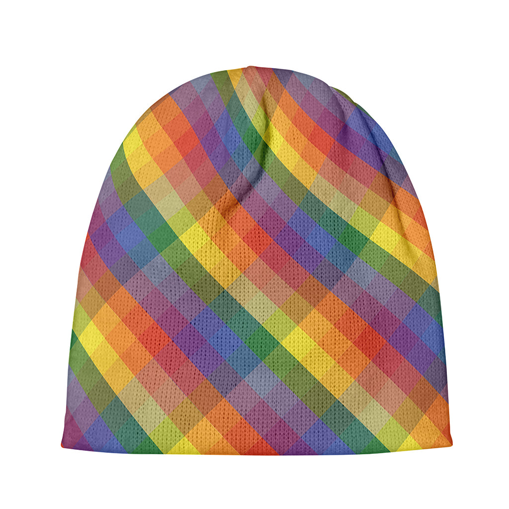 Rainbow LGBT Plaid Pattern Print Beanie