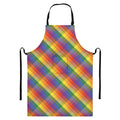 Rainbow LGBT Plaid Pattern Print Bib Apron With Pocket