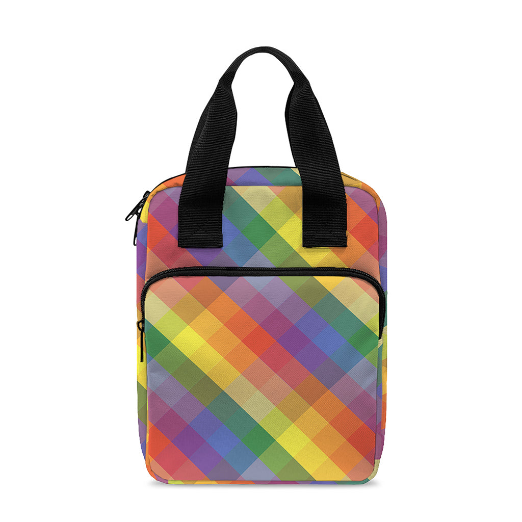 Rainbow LGBT Plaid Pattern Print Bible Tote Bag