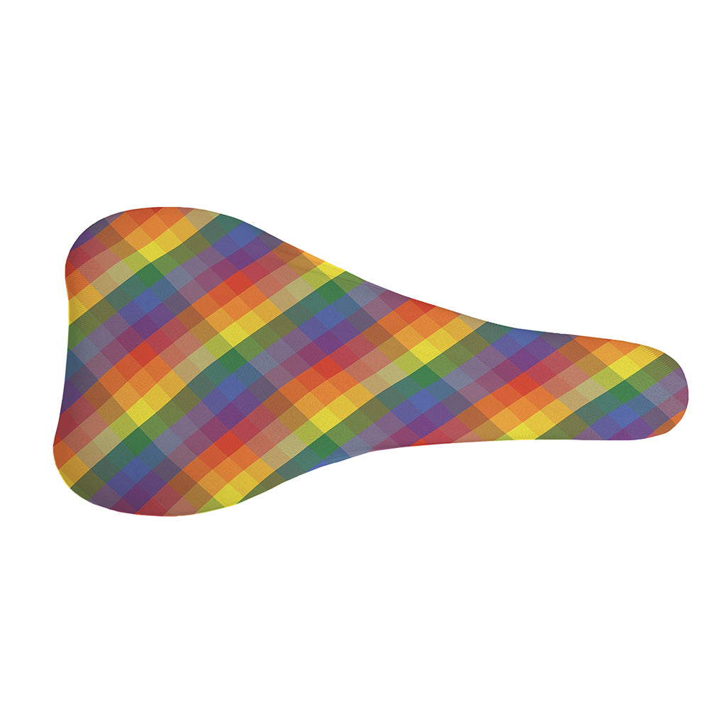 Rainbow LGBT Plaid Pattern Print Bicycle Seat Cover