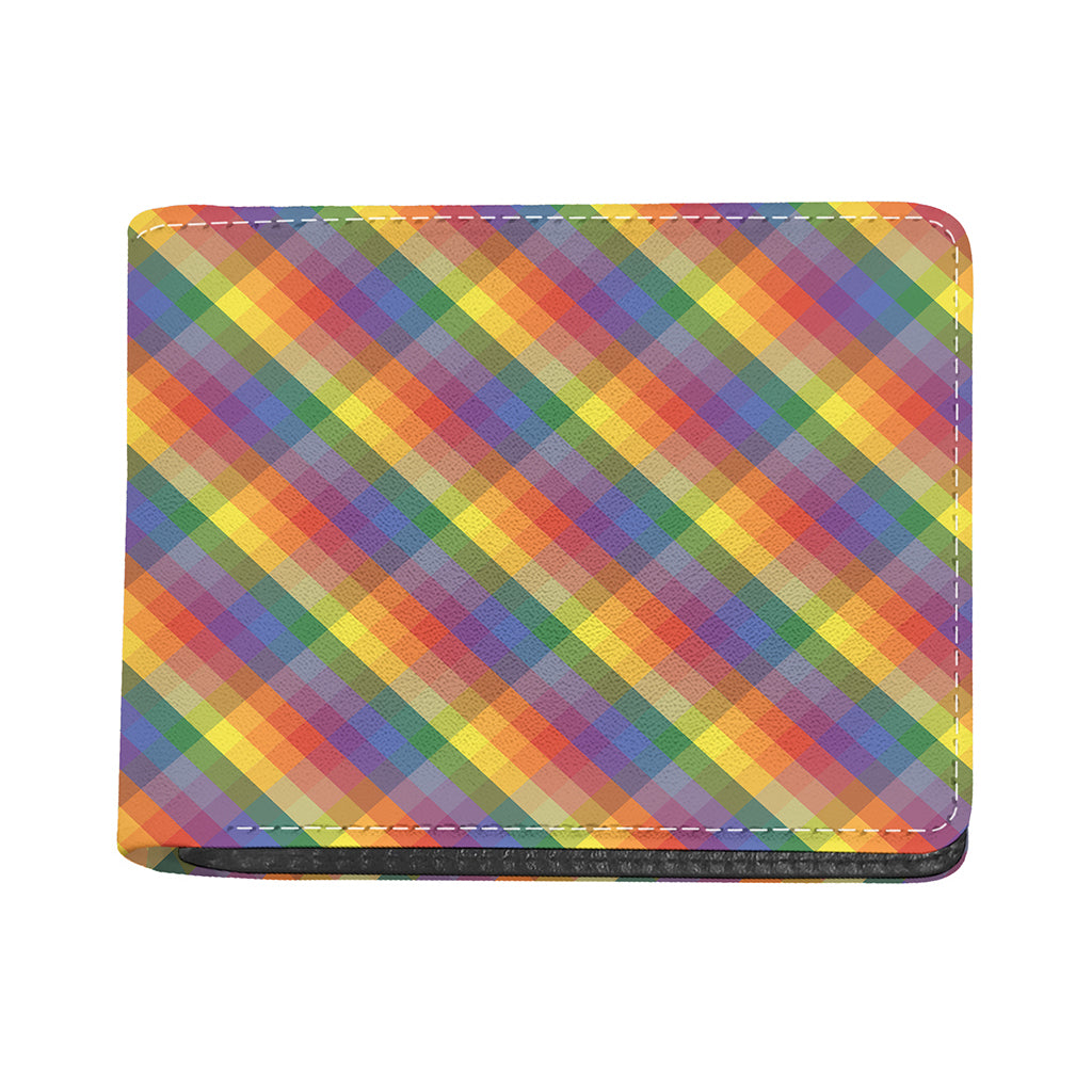 Rainbow LGBT Plaid Pattern Print Bifold Wallet