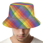 Rainbow LGBT Plaid Pattern Print Bucket Hat