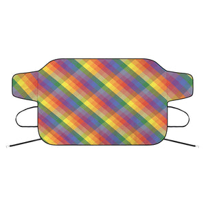 Rainbow LGBT Plaid Pattern Print Car Windshield Snow Cover