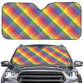 Rainbow LGBT Plaid Pattern Print Car Windshield Sun Shade