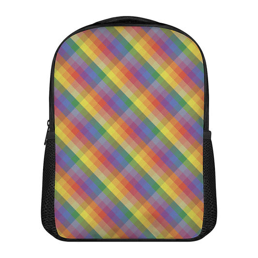 Rainbow LGBT Plaid Pattern Print Casual Backpack