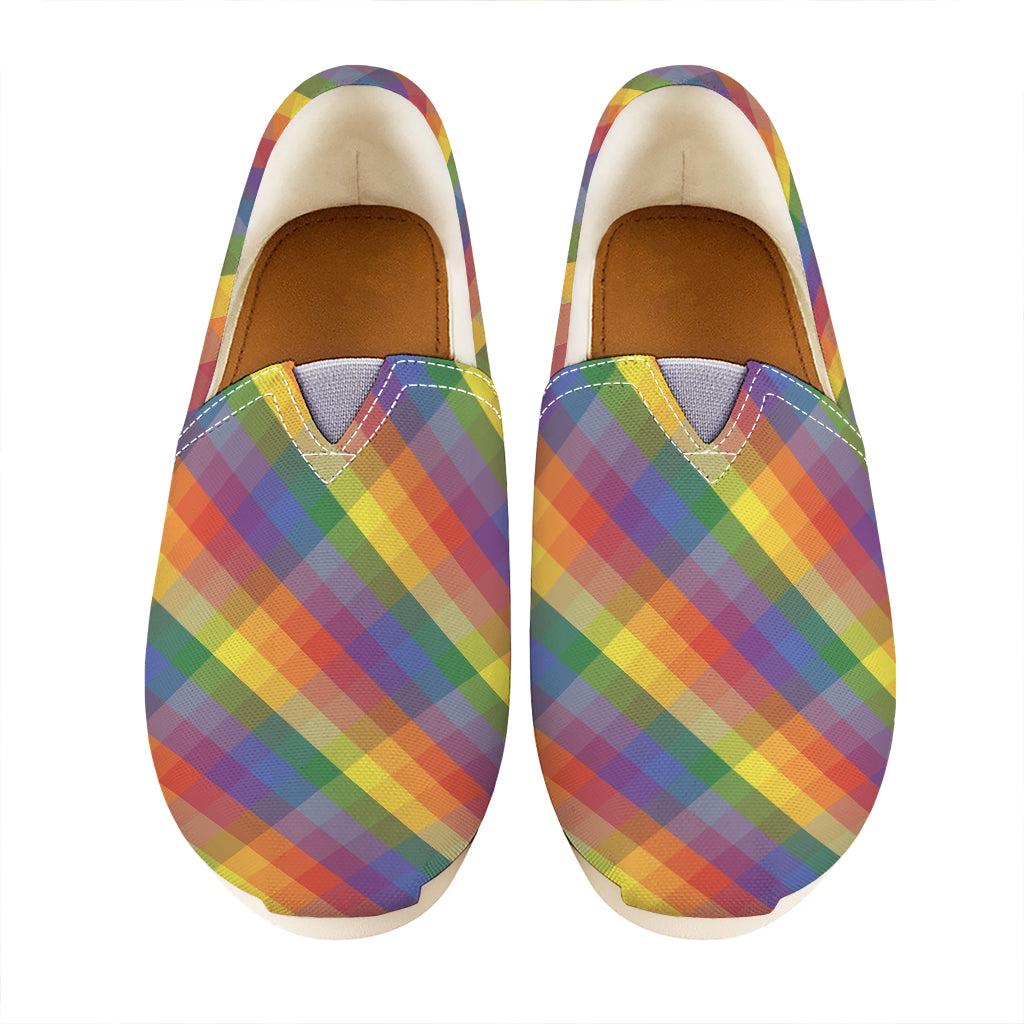 Rainbow LGBT Plaid Pattern Print Casual Shoes
