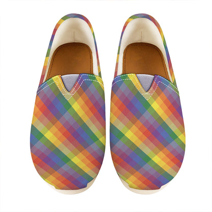 Rainbow LGBT Plaid Pattern Print Casual Shoes