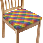 Rainbow LGBT Plaid Pattern Print Chair Cushion Cover