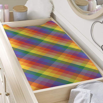 Rainbow LGBT Plaid Pattern Print Changing Pad Cover