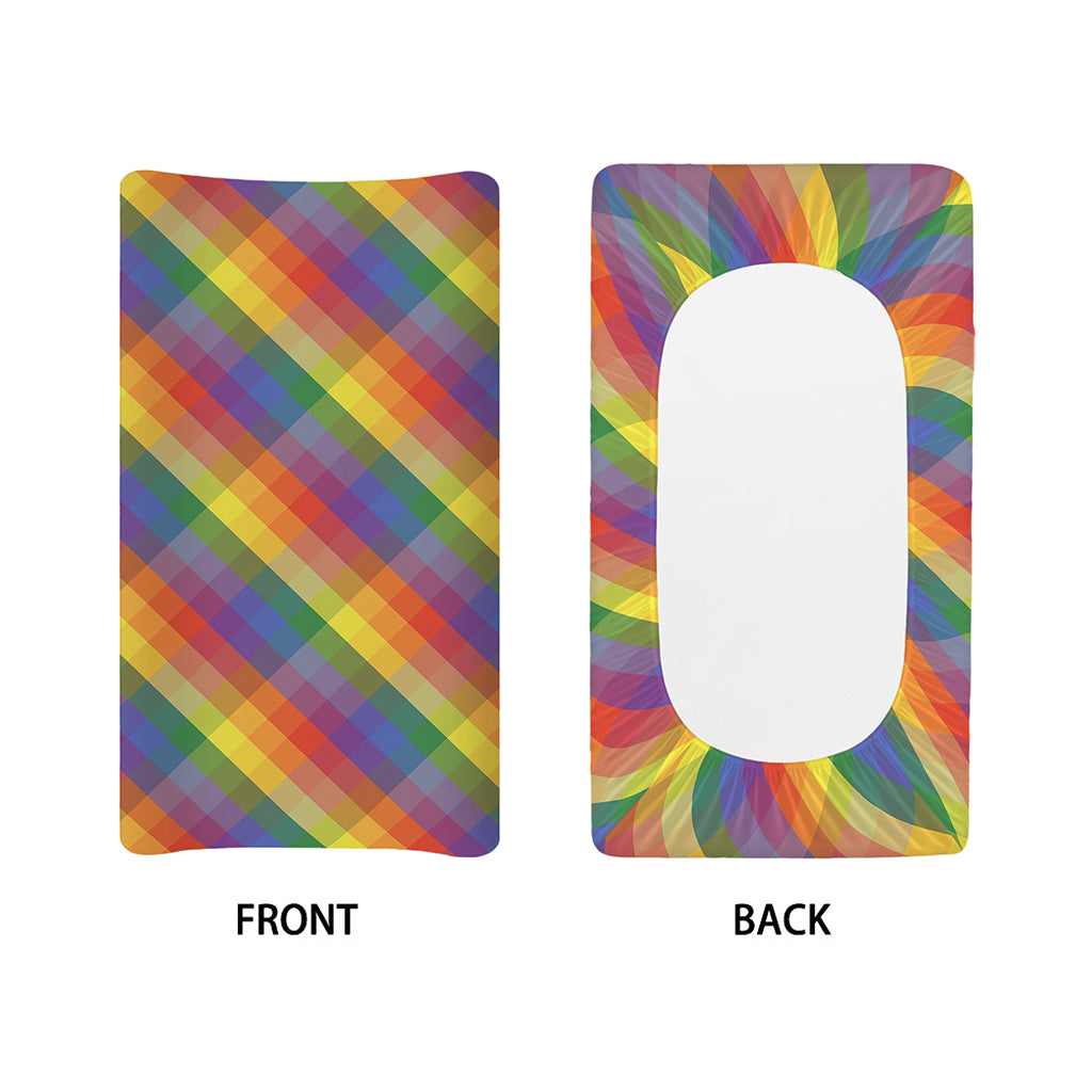 Rainbow LGBT Plaid Pattern Print Changing Pad Cover