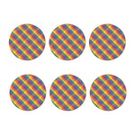 Rainbow LGBT Plaid Pattern Print Coaster Set