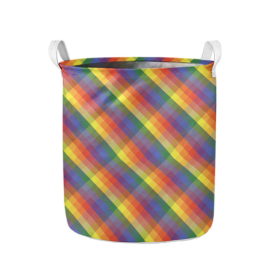 Rainbow LGBT Plaid Pattern Print Collapsible Laundry Basket