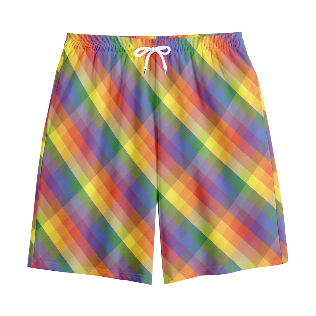 Rainbow LGBT Plaid Pattern Print Cotton Shorts