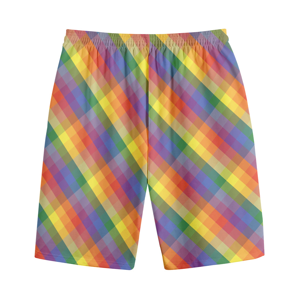 Rainbow LGBT Plaid Pattern Print Cotton Shorts
