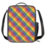 Rainbow LGBT Plaid Pattern Print Crossbody Lunch Bag